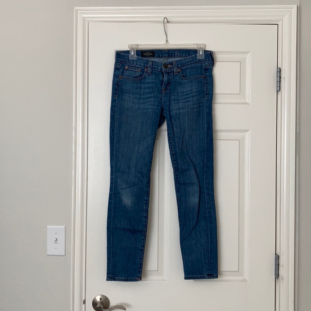 Jcrew toothpick jeans.